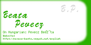 beata pevecz business card